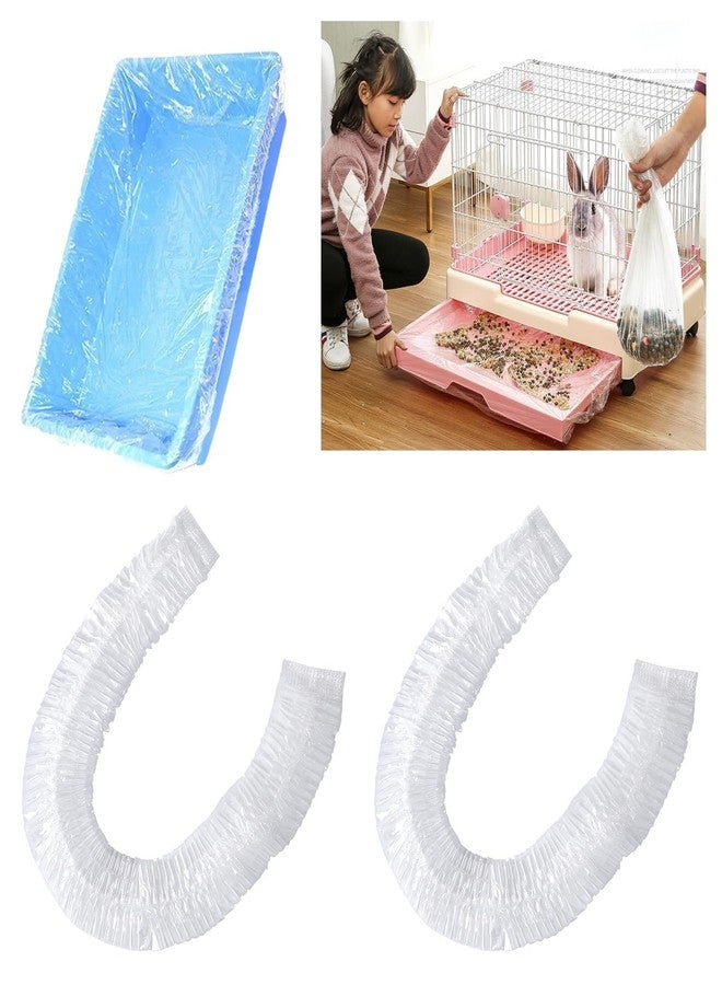 SquEqu 50 Pack Disposable Rabbit Litter Box Liners Disposable Rabbit Cage Cover Liner Waterproof Plastic Wrap for Guinea Pig Training Potty Tray Bunny Litter Pan Trainer Corner Pellet Bedding Toilet - Image 3